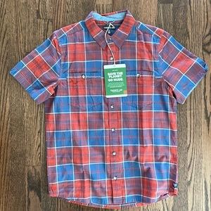 Toad & Co., plaid red and blue S/S shirt, NWT